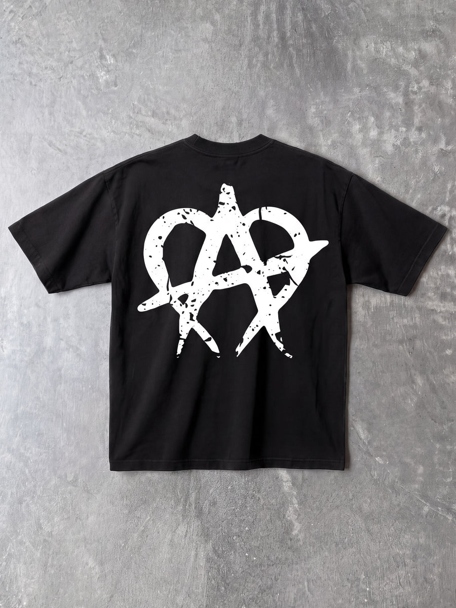 Cracked Anarchy T Shirt - Black/White