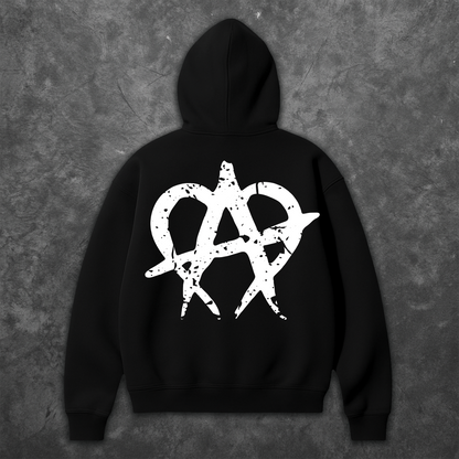 Cracked Anarchy Hoodie - Black/White