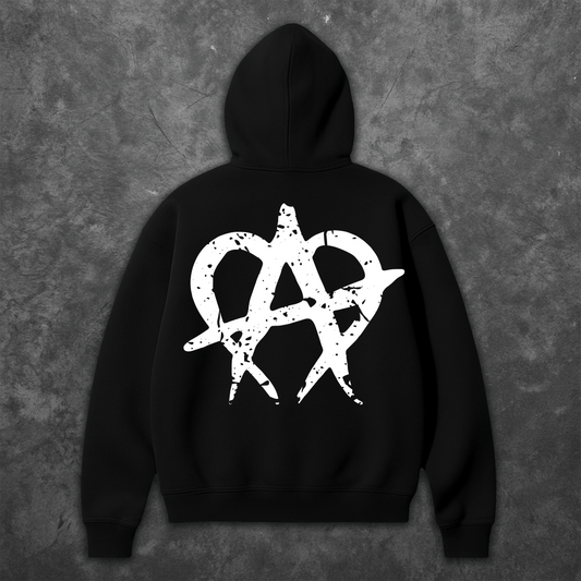 Cracked Anarchy Hoodie - Black/White