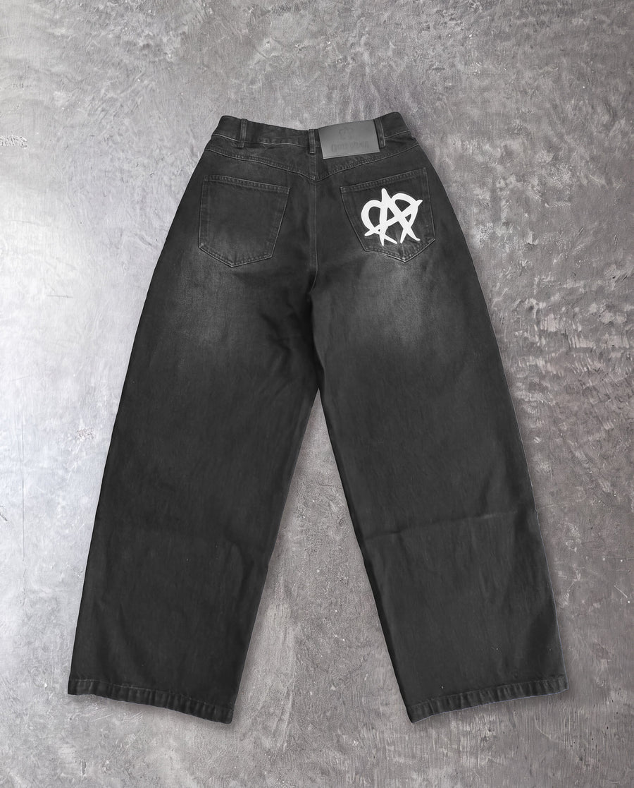 Anarchy Double Knee Jeans - Black/Thrashed