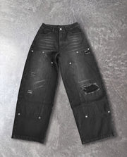 Anarchy Double Knee Jeans - Black/Thrashed